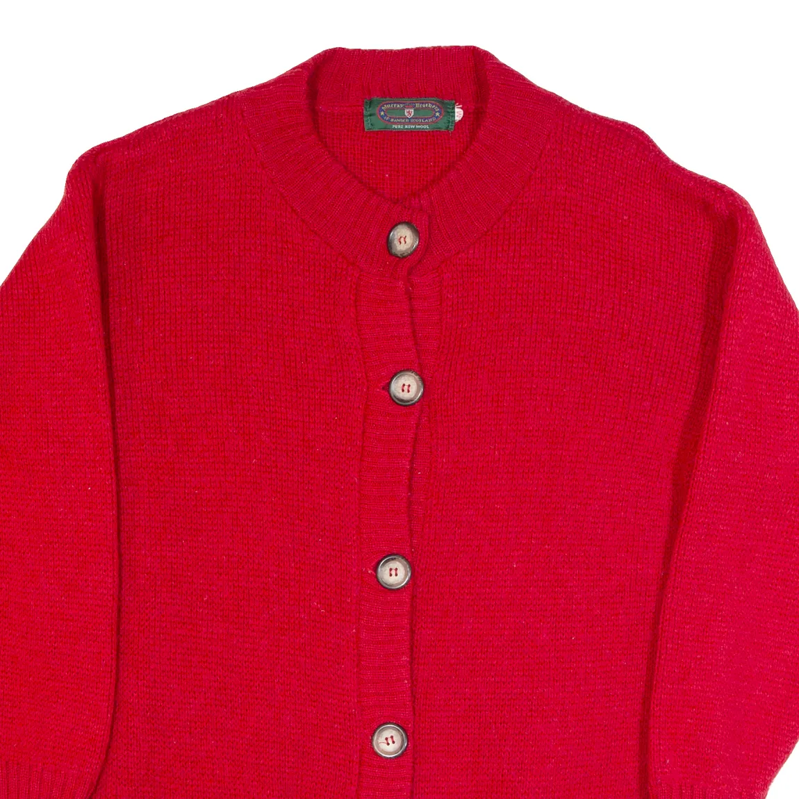 MURRAY BROTHERS Womens Cardigan Red Tight Knit Wool M