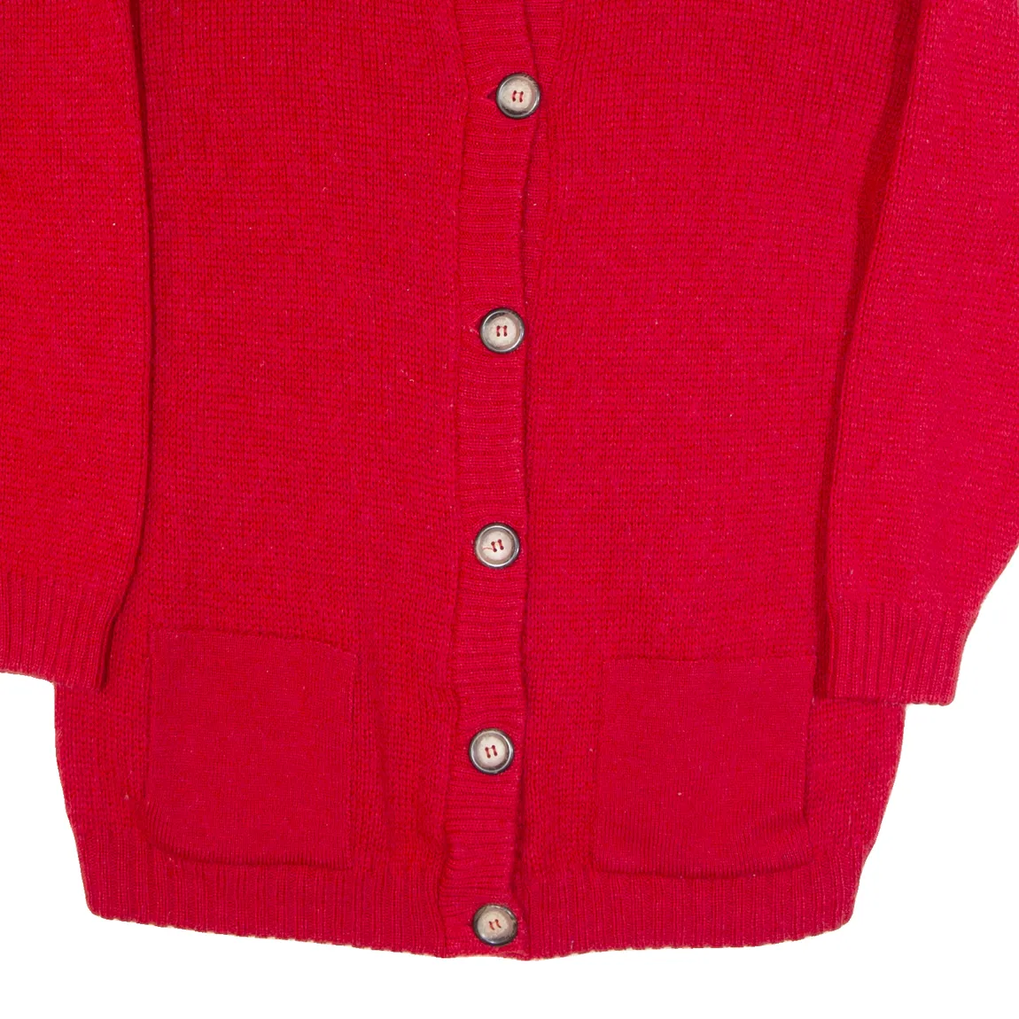 MURRAY BROTHERS Womens Cardigan Red Tight Knit Wool M