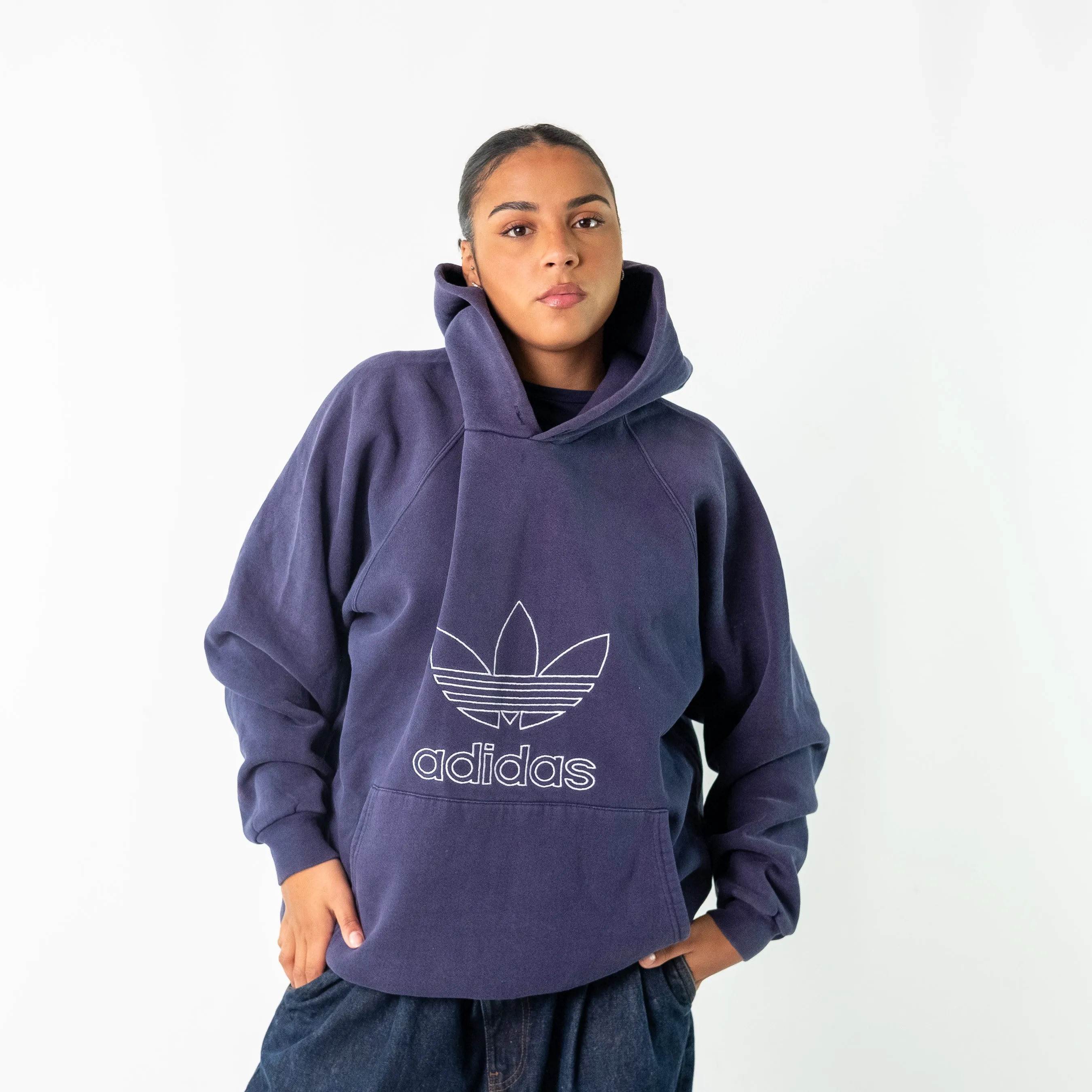 Navy Blue 90s Adidas Hoodie (L)