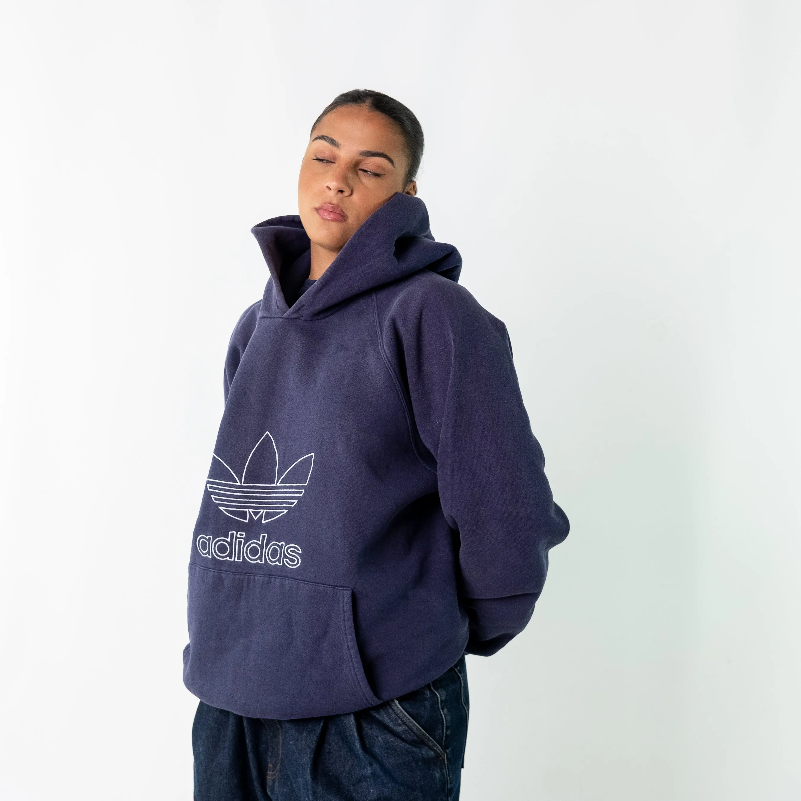 Navy Blue 90s Adidas Hoodie (L)