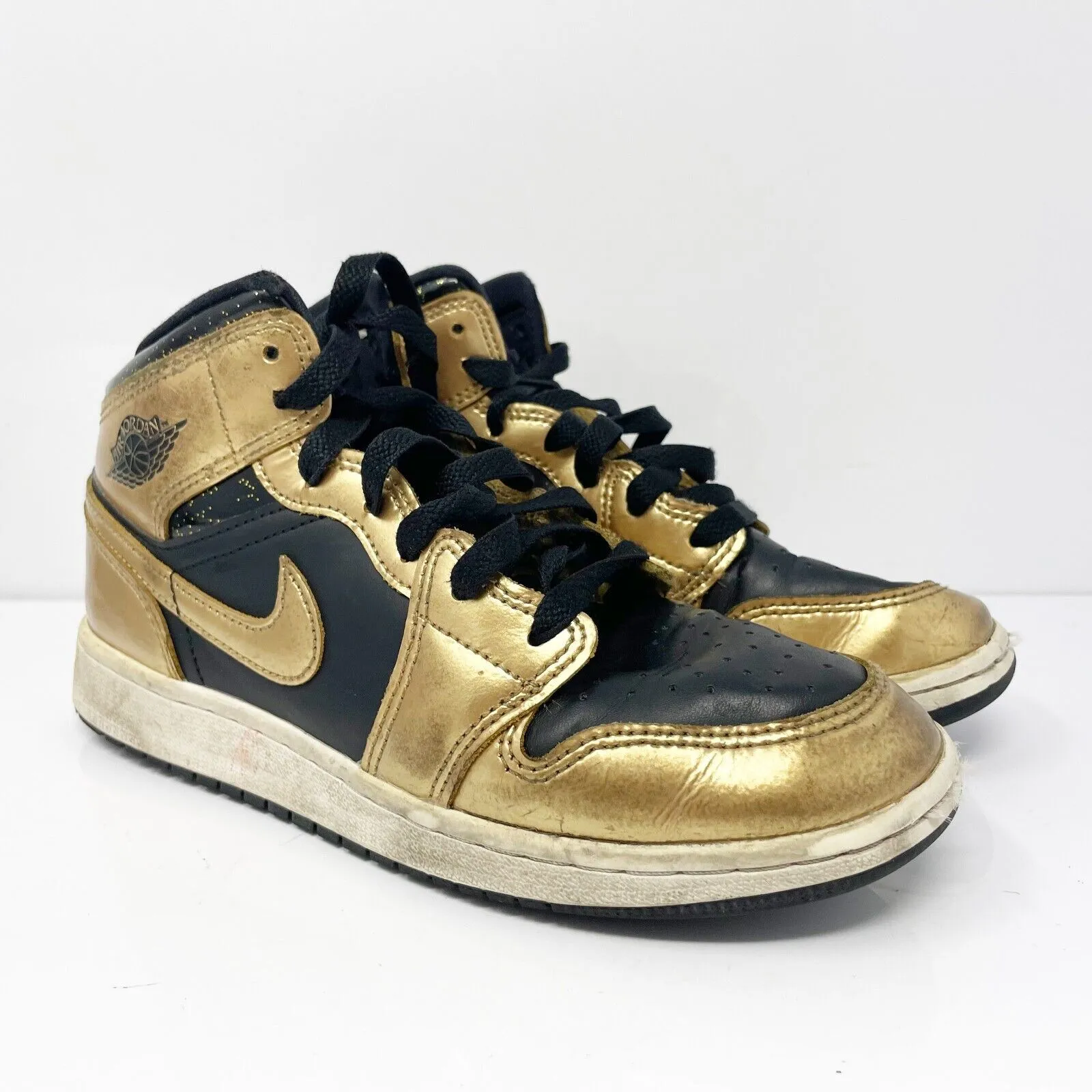 Nike Boys Air Jordan 1 Mid SE DR6967-071 Gold Basketball Shoes Sneakers Size 4Y