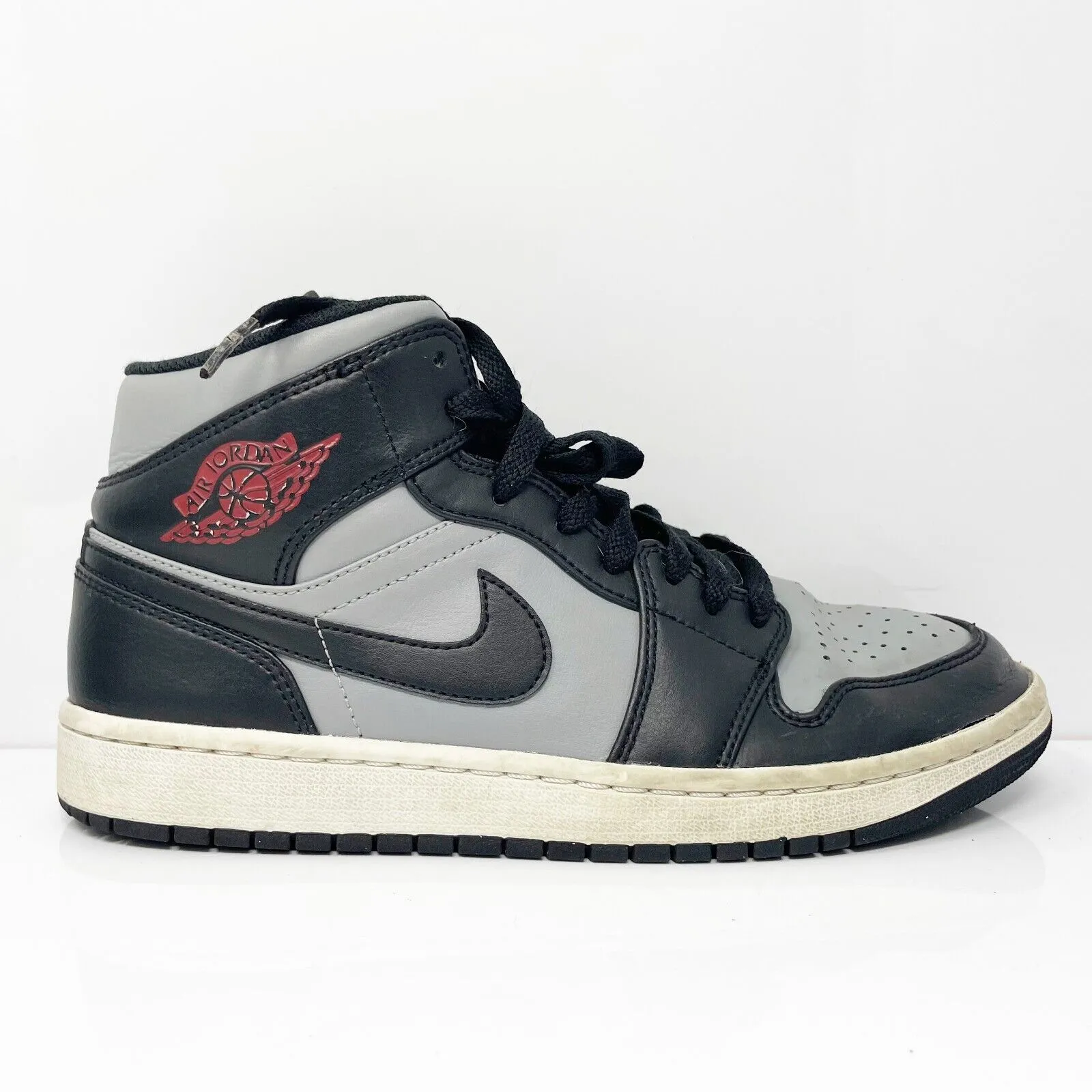 Nike Mens Air Jordan 1 Mid 554724-096 Gray Basketball Shoes Sneakers Size 9