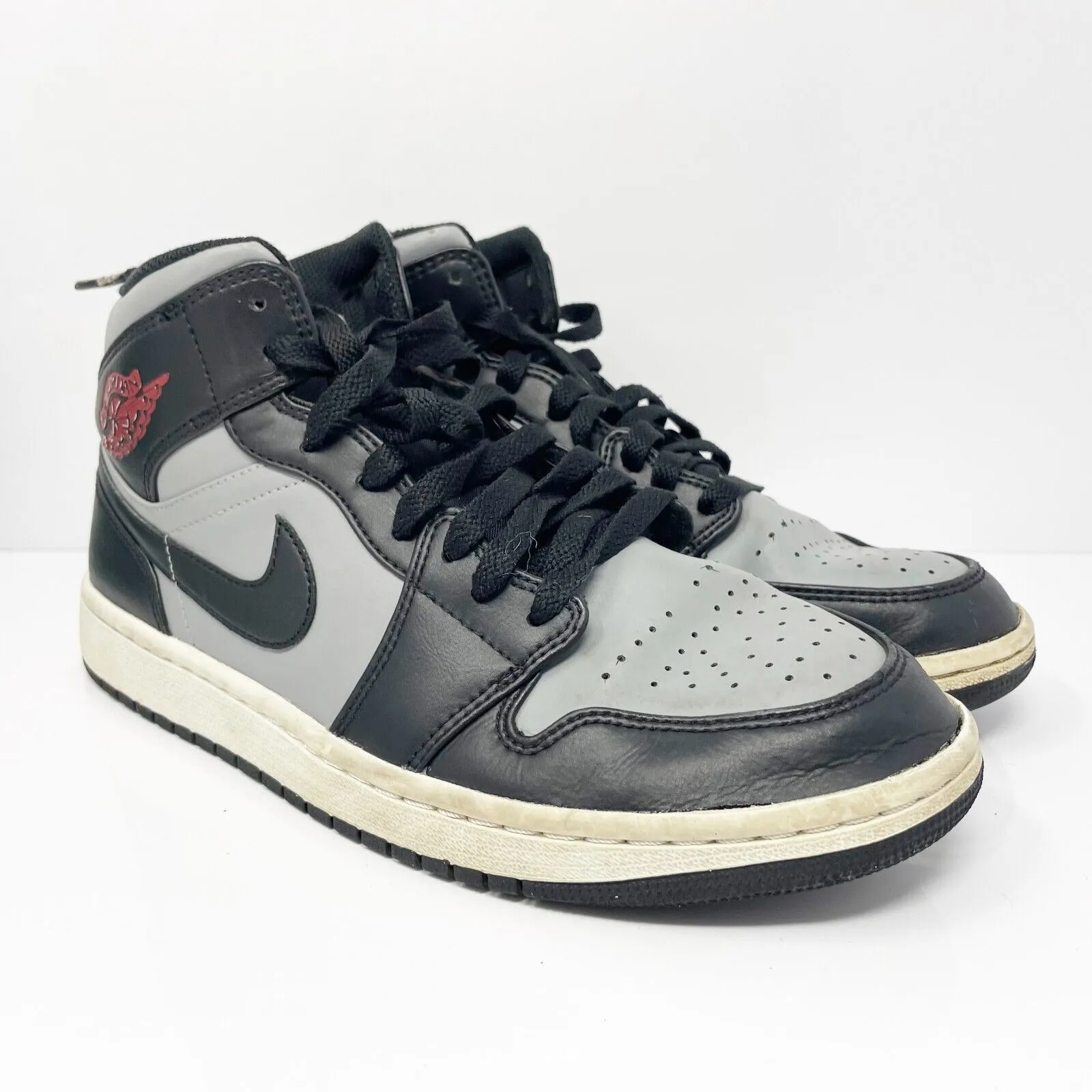 Nike Mens Air Jordan 1 Mid 554724-096 Gray Basketball Shoes Sneakers Size 9