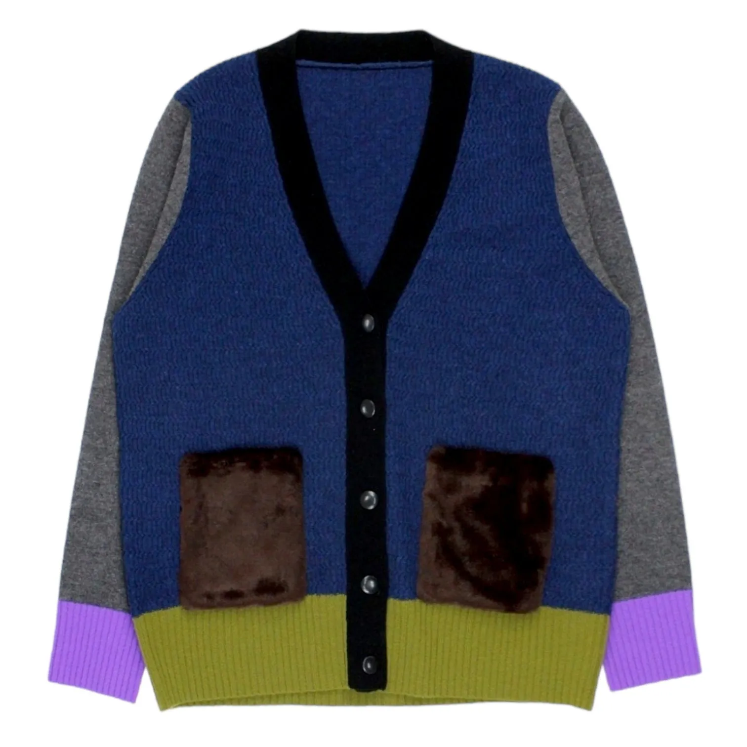 Orla Kiely Blue Fur Pocket Cardigan