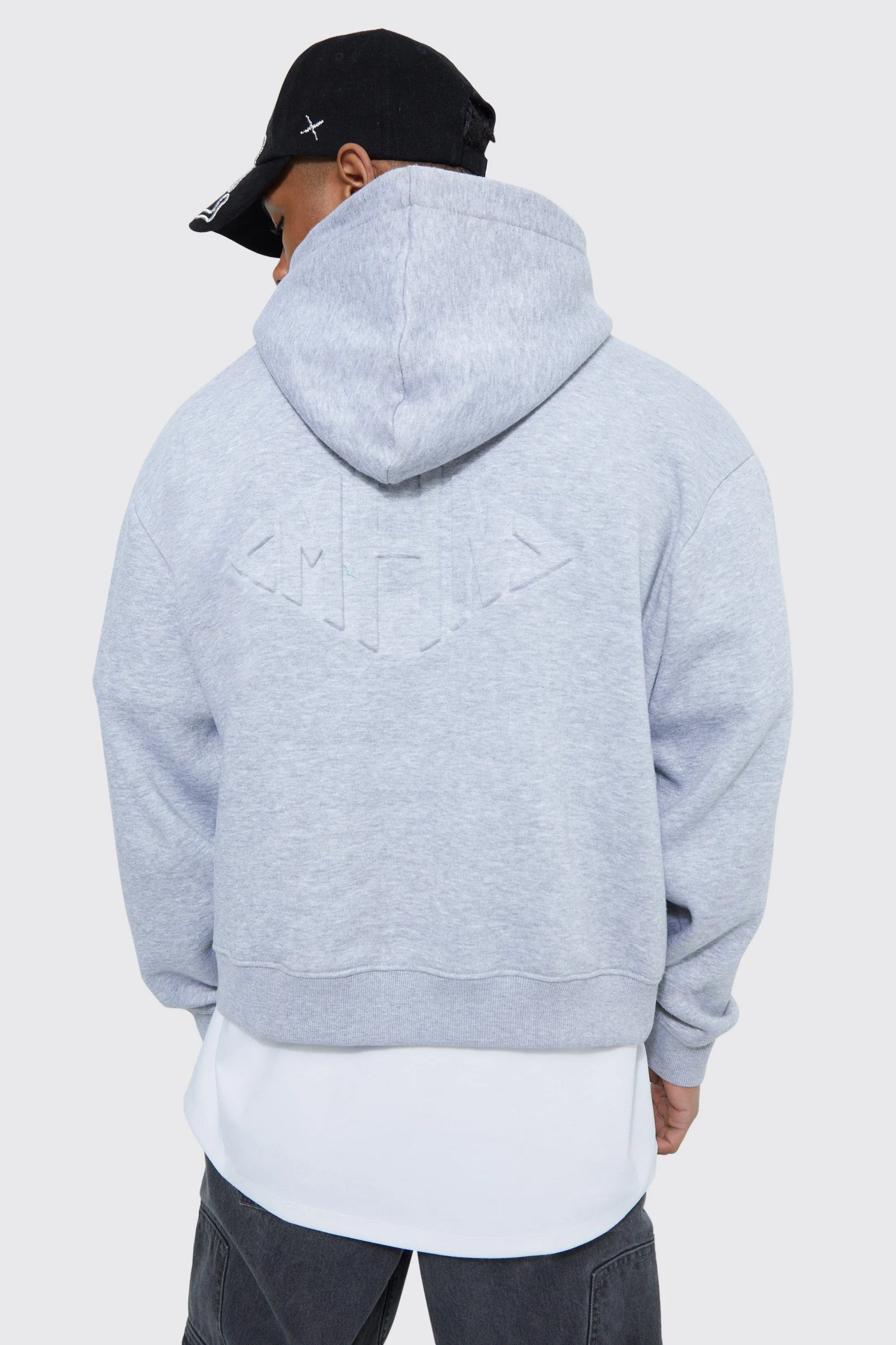 Oversized Boxy Embossed Hoodie | boohooMAN UK