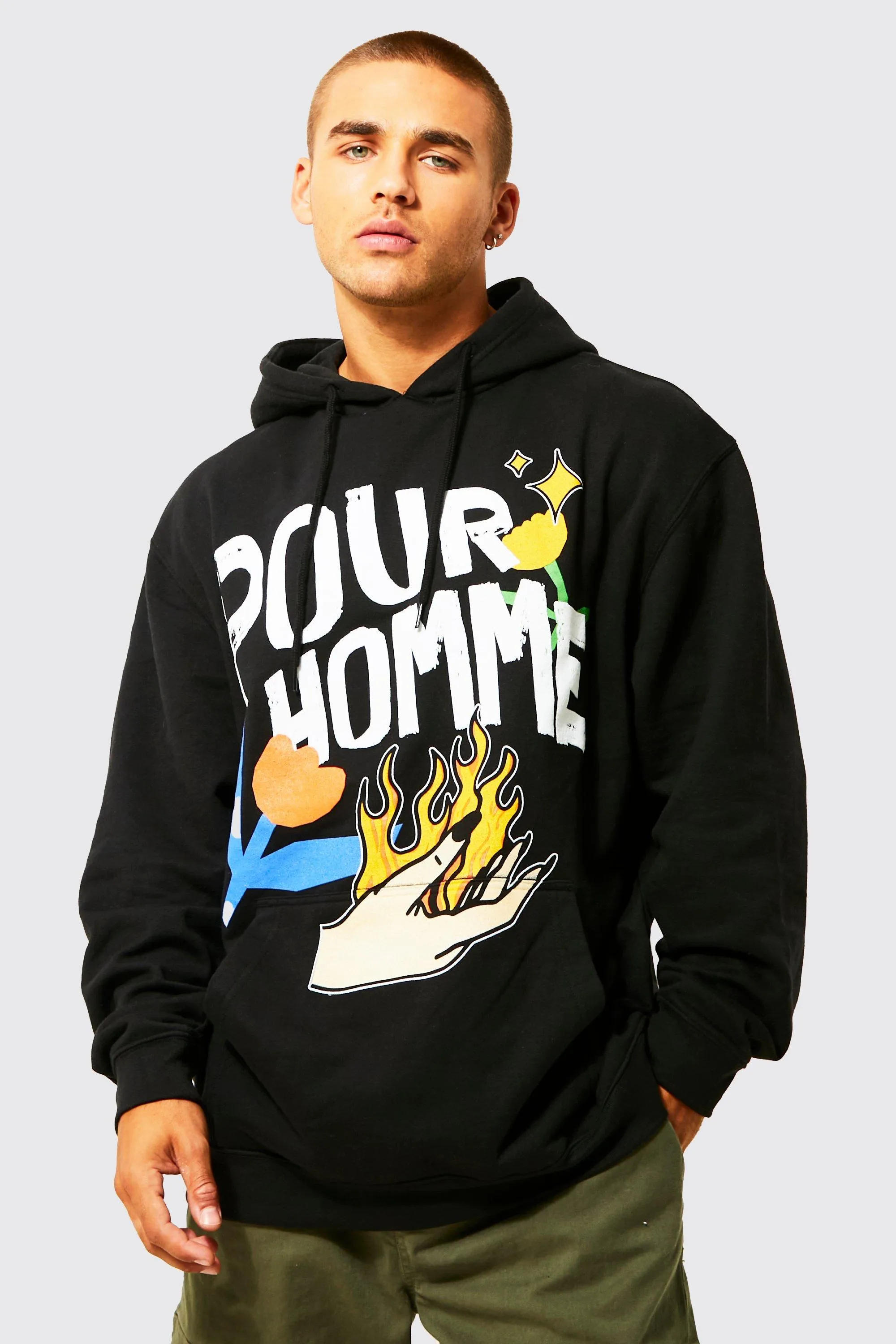 Oversized Doodle Graphic Hoodie | boohooMAN UK