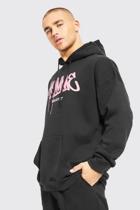 Oversized Graffiti Homme Graphic Hoodie | boohooMAN UK