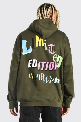 Oversized Multi Text Graphic Hoodie | boohooMAN UK