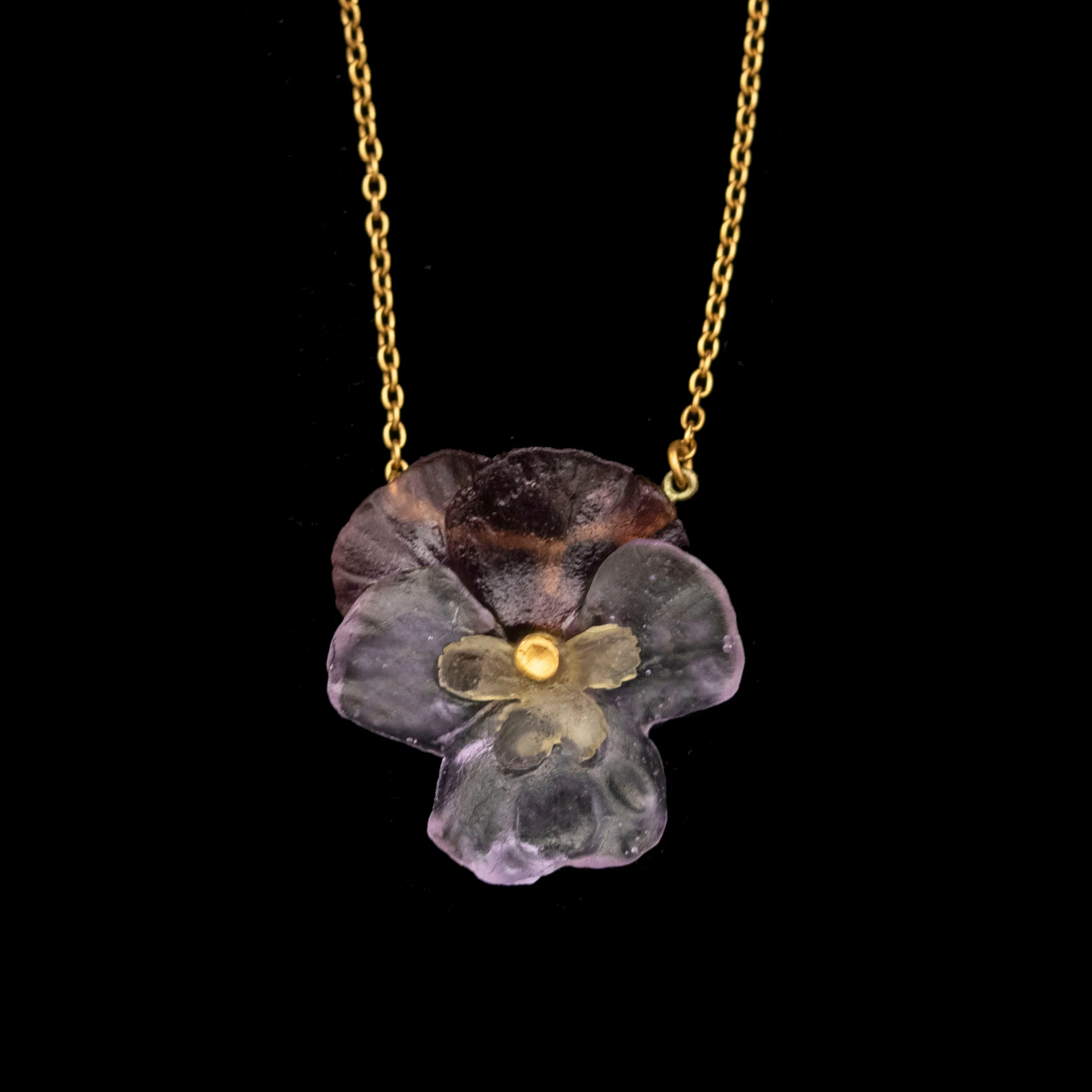 Pansies 16 Inch Adjustable Flower Pendant Necklace by Michael Michaud