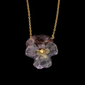 Pansies 16 Inch Adjustable Flower Pendant Necklace by Michael Michaud