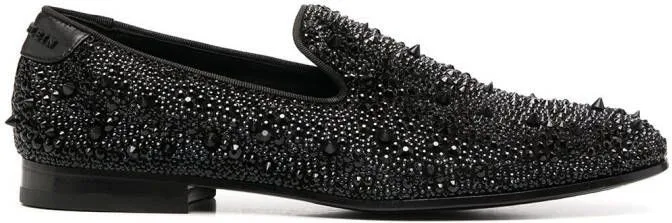 Philipp Plein crystal-accented moccasins Black