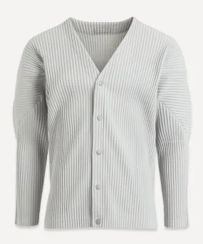 Pleated V-Neck Cardigan