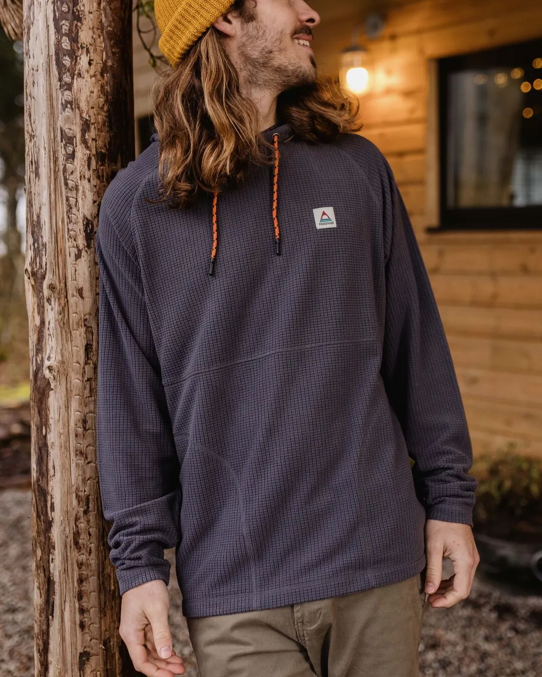 Point Recycled Grid Polar Fleece Hoodie - Charcoal