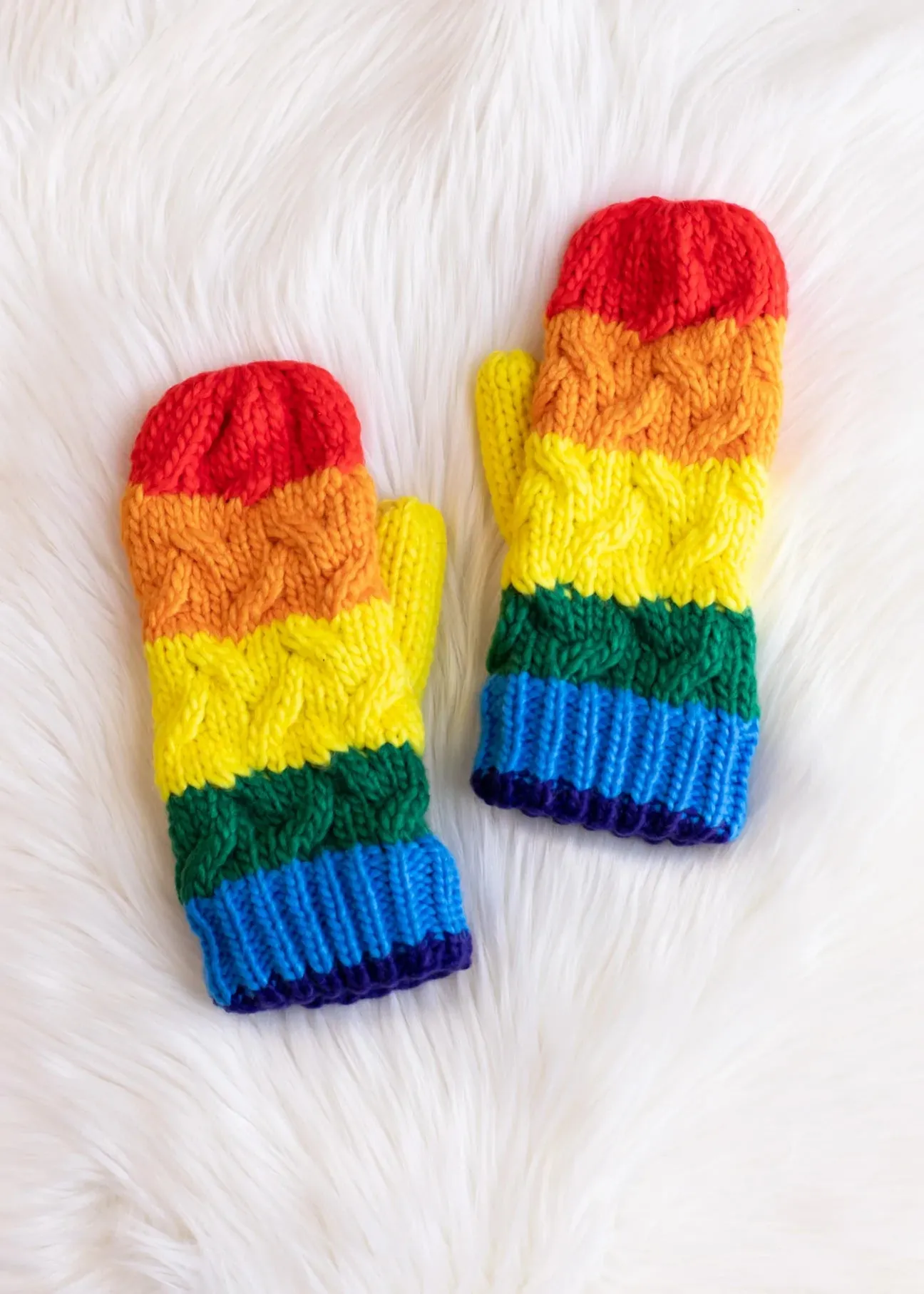 Rainbow Cable Knit Mittens