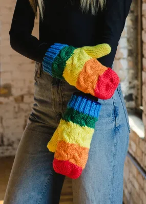 Rainbow Cable Knit Mittens