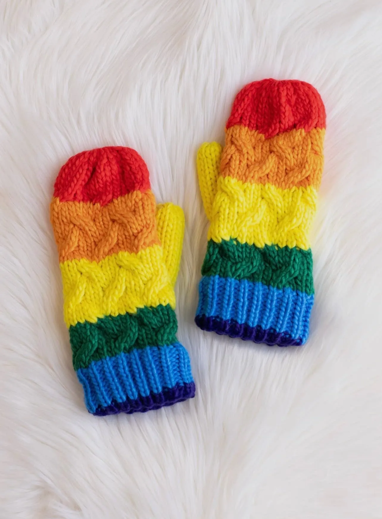 Rainbow Cable Knit Mittens