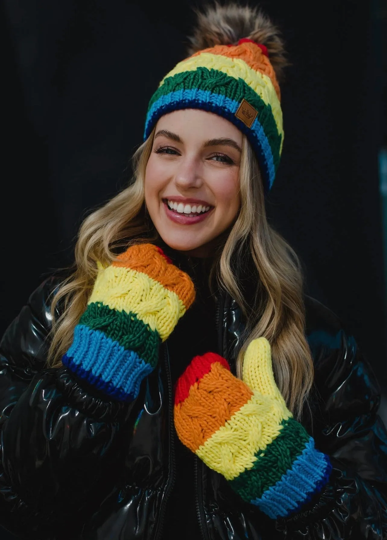 Rainbow Cable Knit Mittens