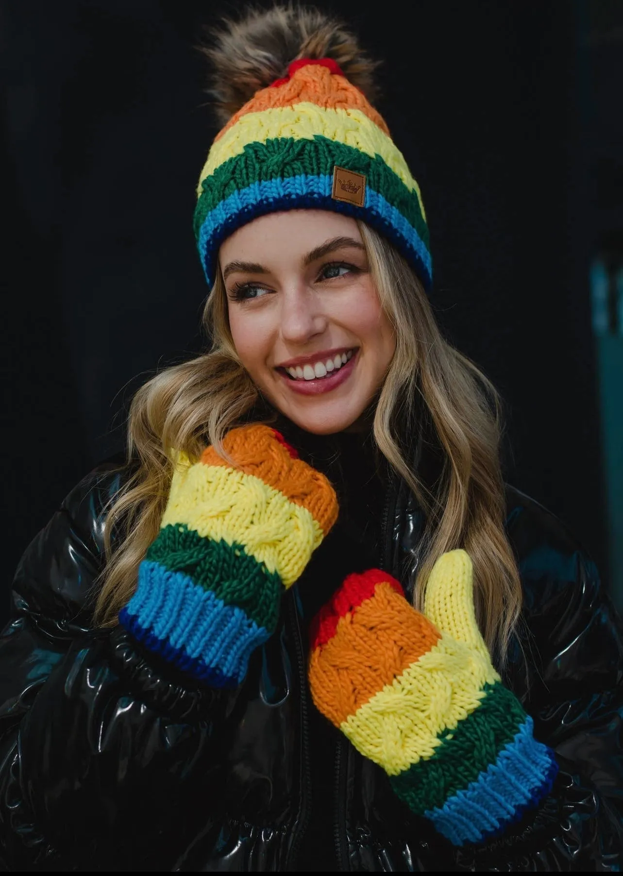 Rainbow Cable Knit Mittens