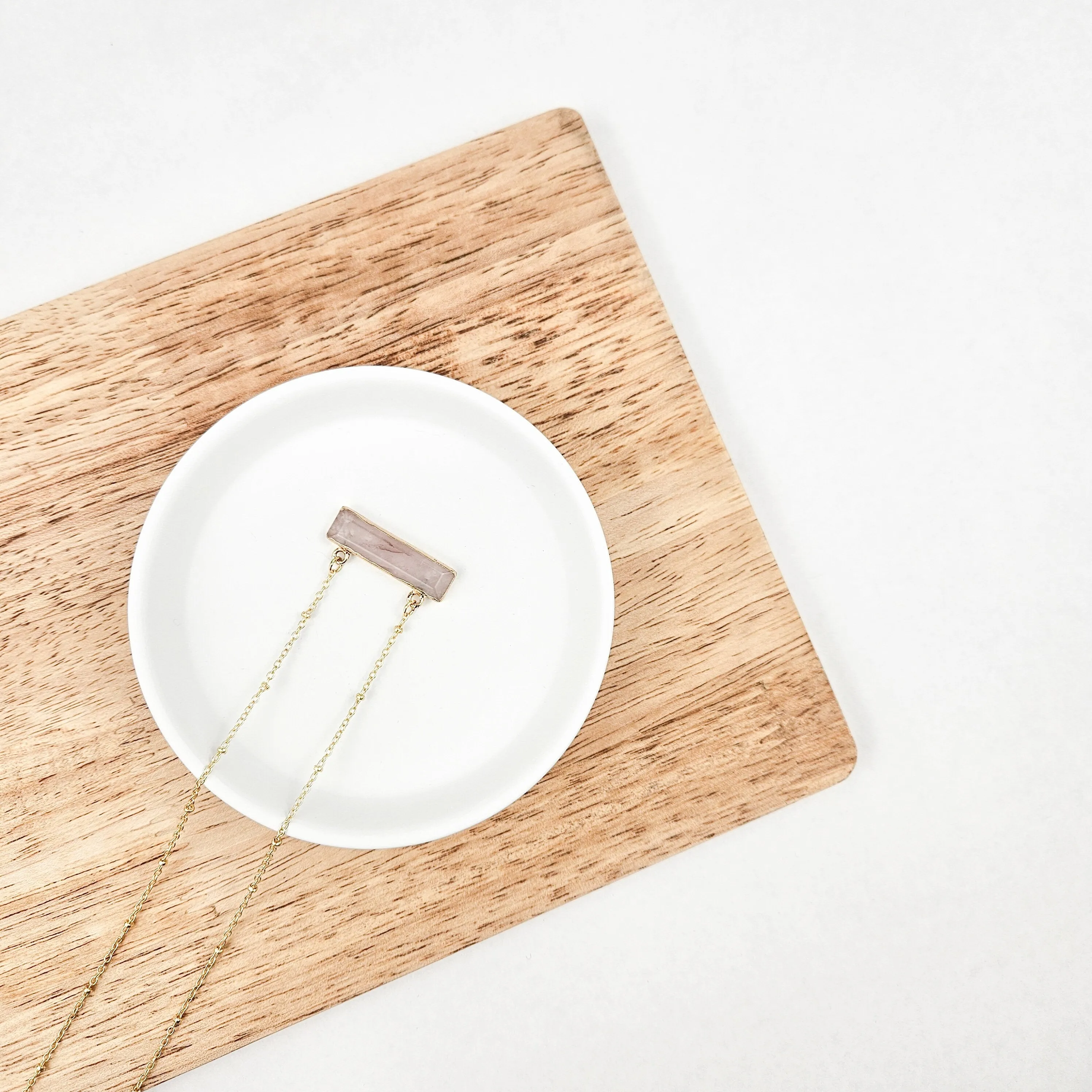 Rose Quartz Bar Necklace