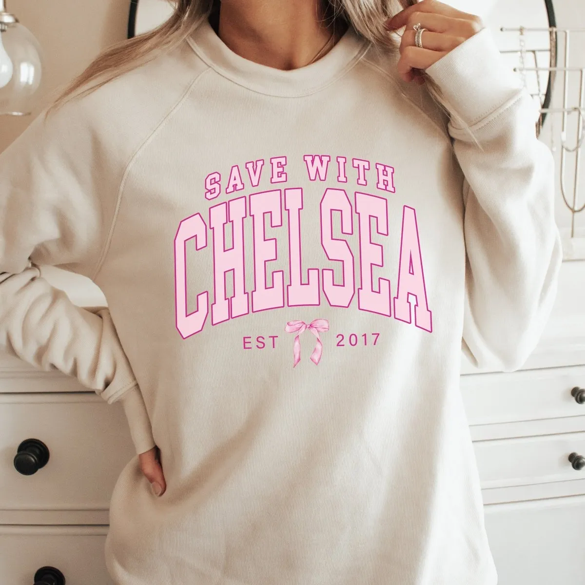 Save With Chelsea Bow Bella Sweatshirt