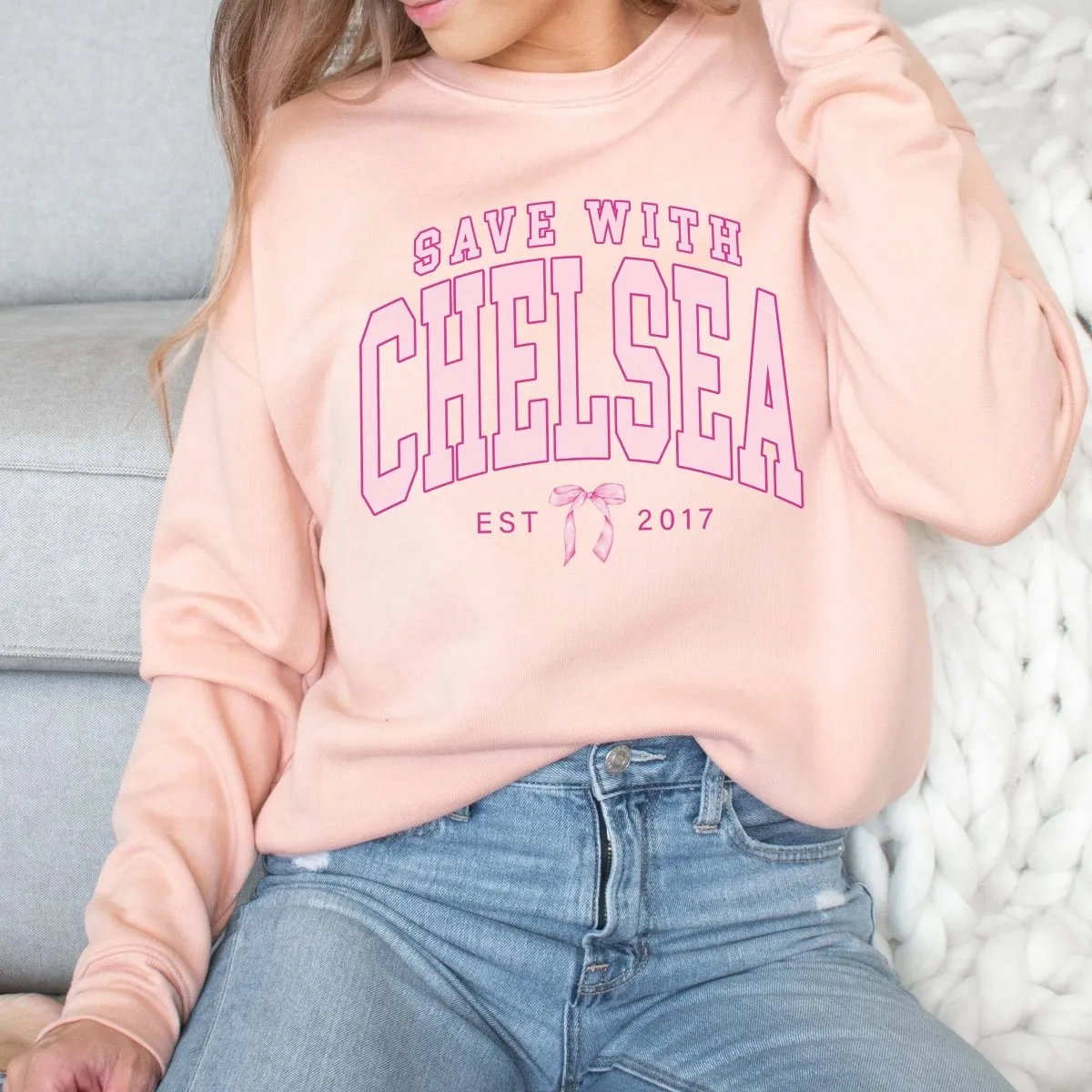 Save With Chelsea Bow Bella Sweatshirt