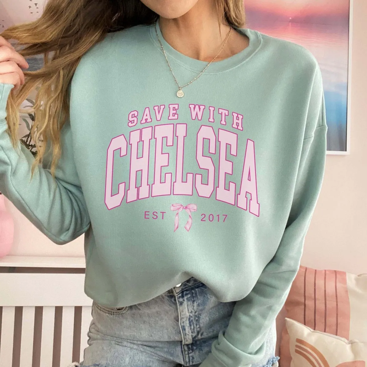 Save With Chelsea Bow Bella Sweatshirt