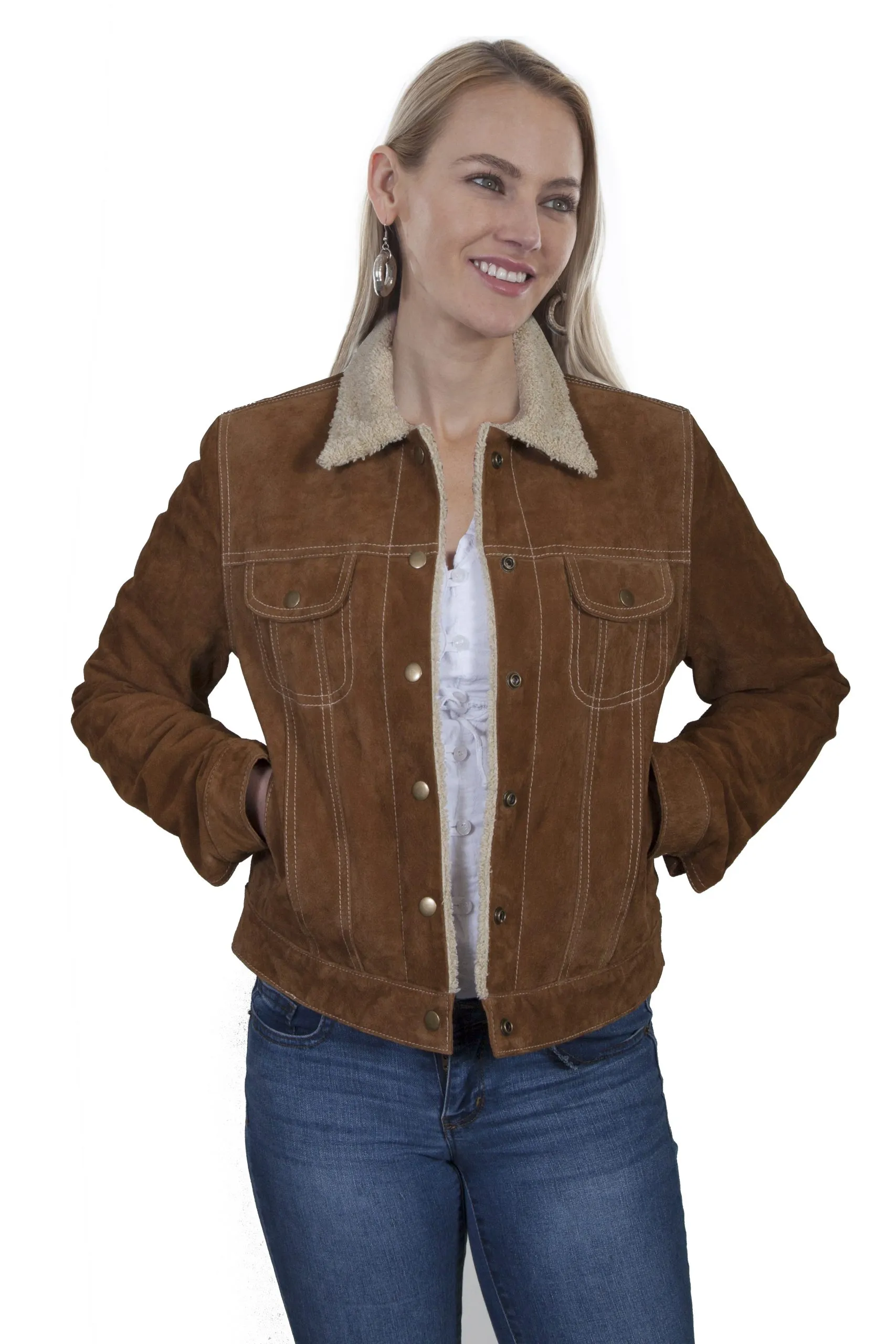 Scully Cinnamon Boar Suede Leather Jean Jacket