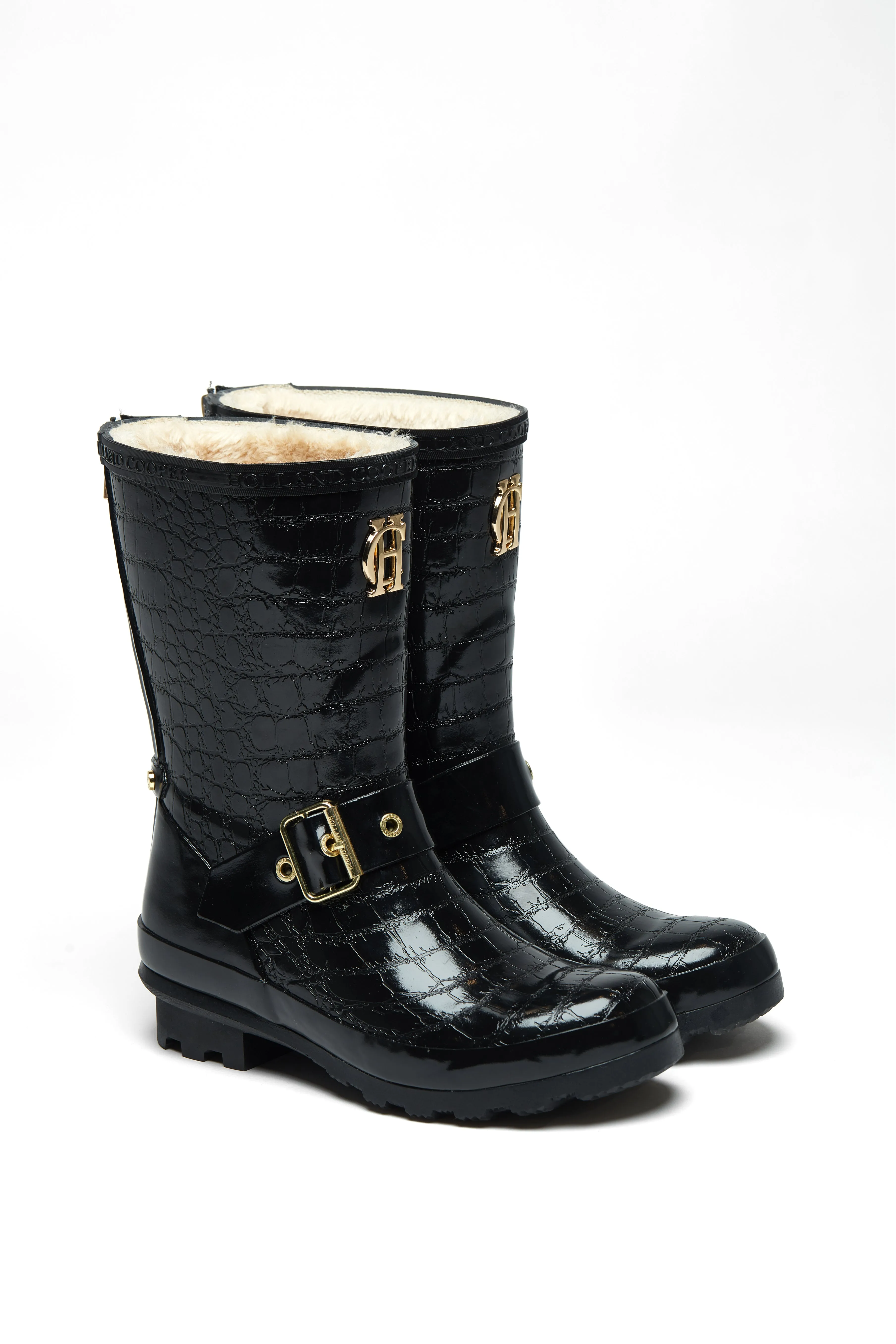 Sherpa Lined Chelsea Wellington (Black Croc)