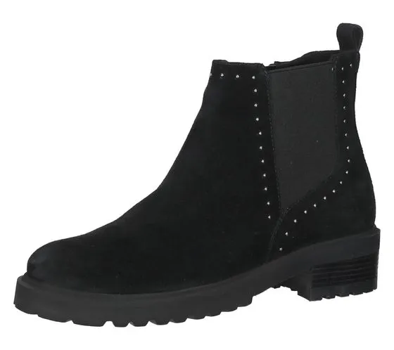 SPM Lano Botines Chelsea de piel auténtica para mujer con ribete de remaches SPM11000017 marrón o negro