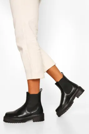 Square Toe Chunky Chelsea Boots