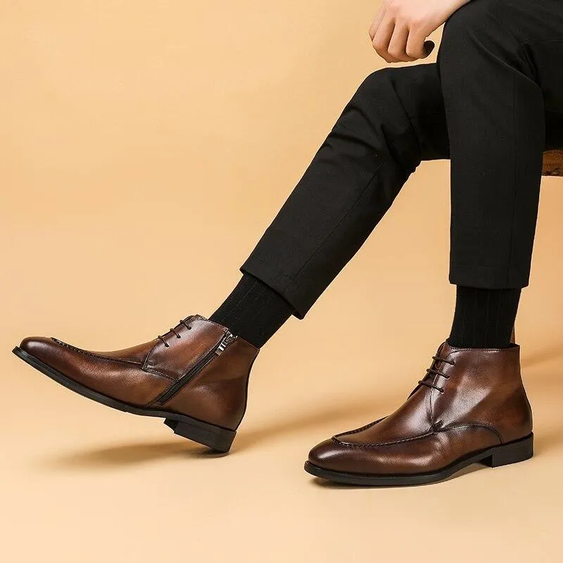 Stitched Leather Chelsea Boots For Men