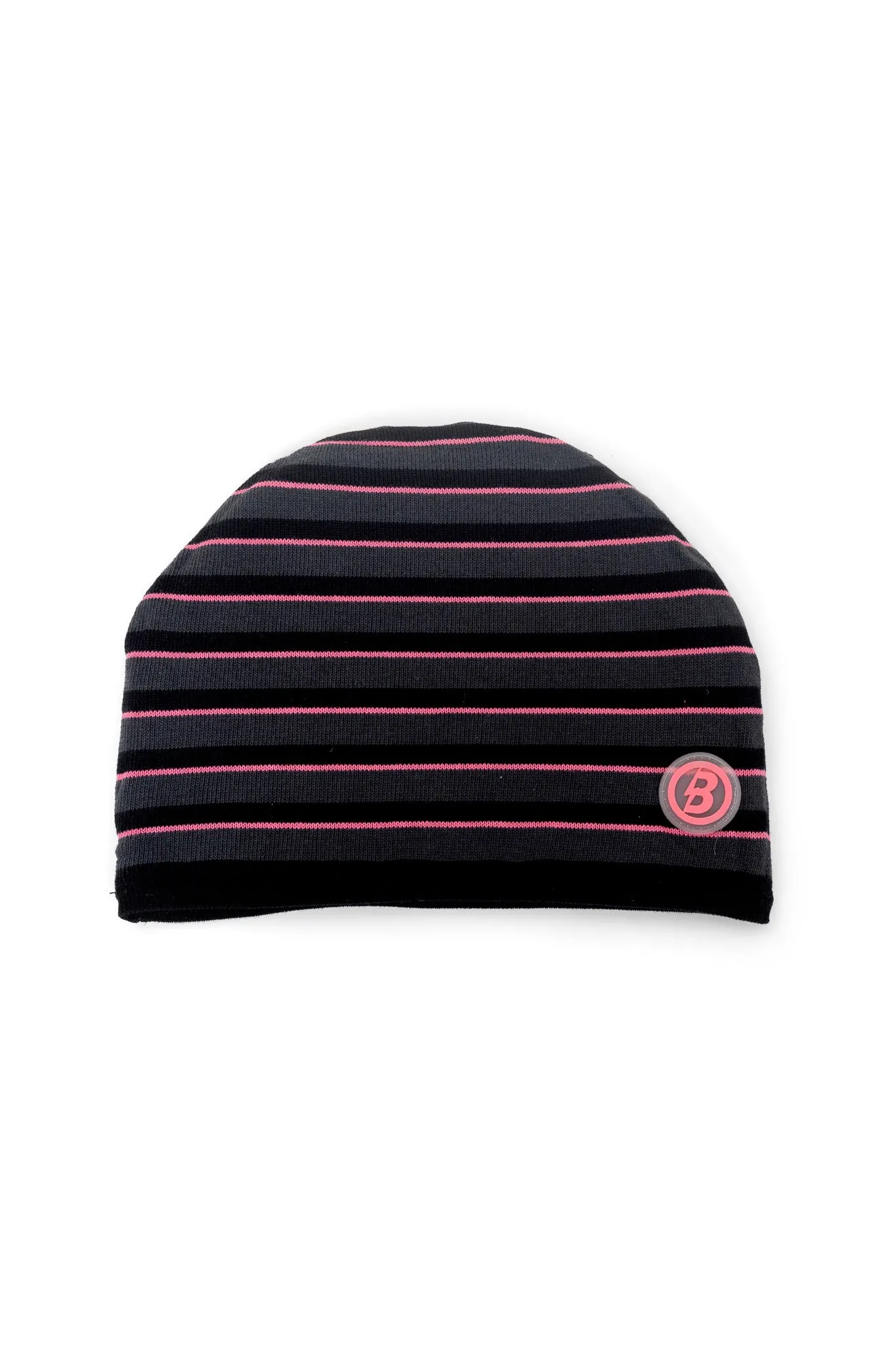 STRIPED KNIT BEANIE (BLACK/PINK)