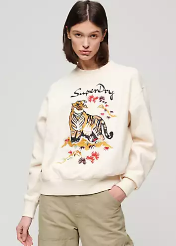 Suika Embroidered Loose Sweatshirt by Superdry | Look Again