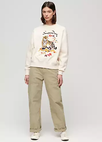 Suika Embroidered Loose Sweatshirt by Superdry | Look Again