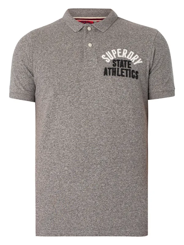 Superdry Applique Classic Fit Polo Shirt - Dark Grey Fleck Marl