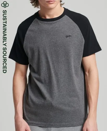 Superdry Baseball T-Shirt Rich Charcoal Marl / Black