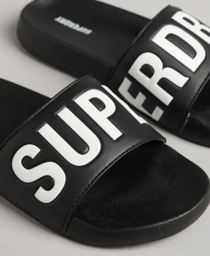 Superdry Core Vegan Pool Slides Black / Optic White