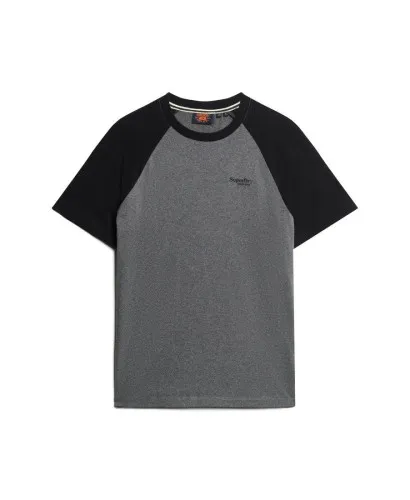 Superdry Essential Logo Baseball T-Shirt Rich Charcoal Marl / Black