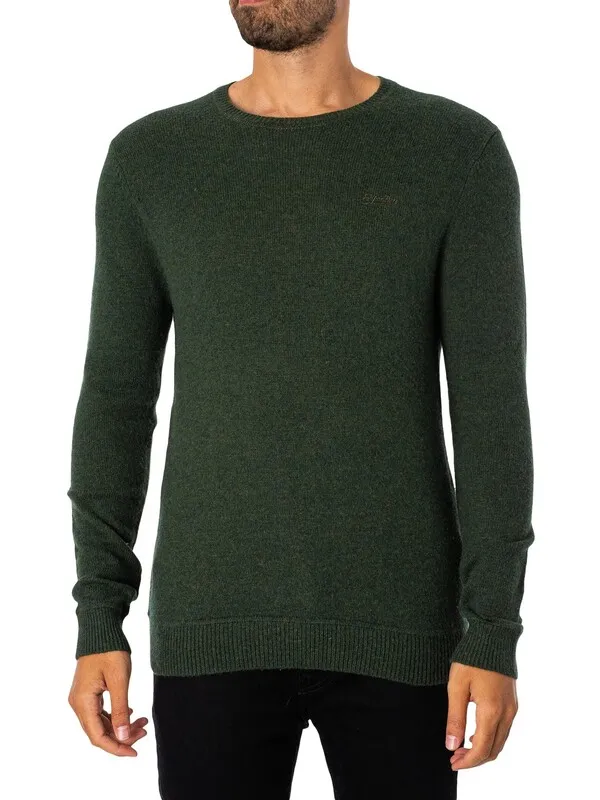 Superdry Essential Slim Crew Knit - Surplus Goods Olive