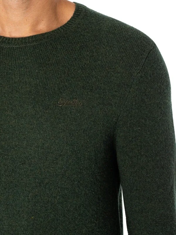 Superdry Essential Slim Crew Knit - Surplus Goods Olive