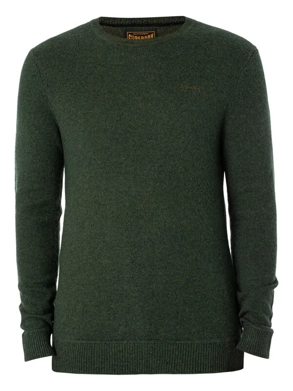 Superdry Essential Slim Crew Knit - Surplus Goods Olive