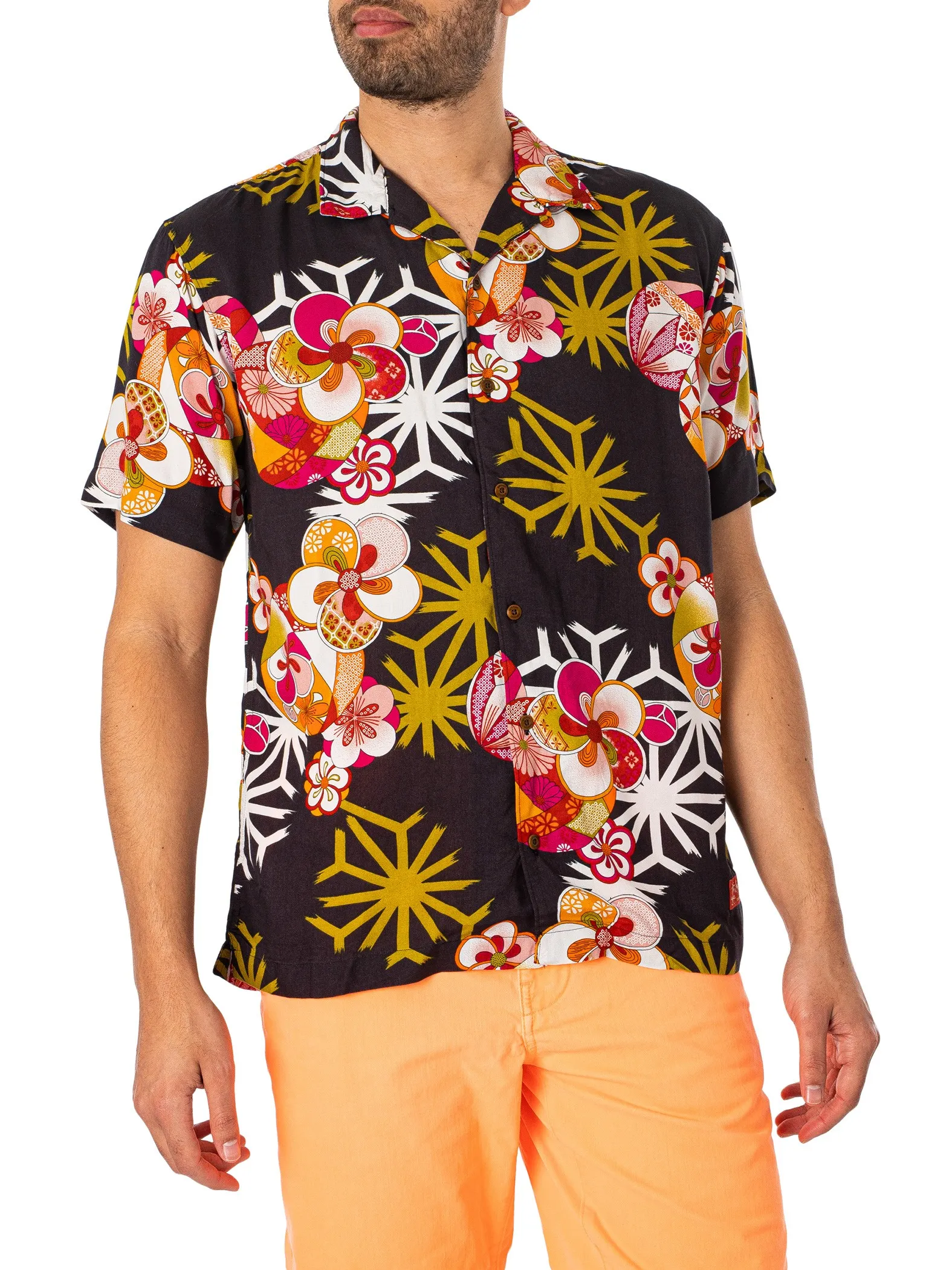 Superdry Hawaiian Resort Short Sleeved Shirt - Asanoha Black