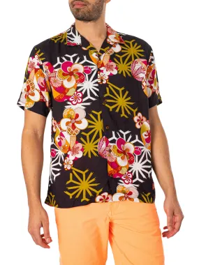 Superdry Hawaiian Resort Short Sleeved Shirt - Asanoha Black