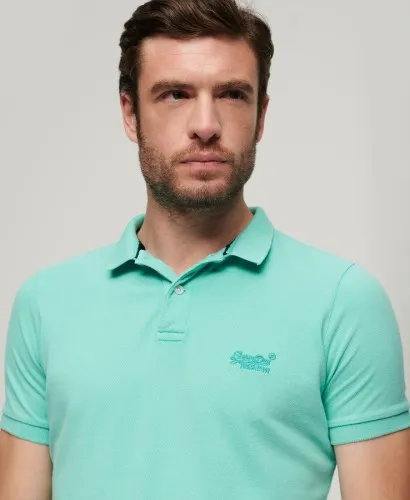 Superdry Venitage Destroy Polo Shirt Aruba Aqua