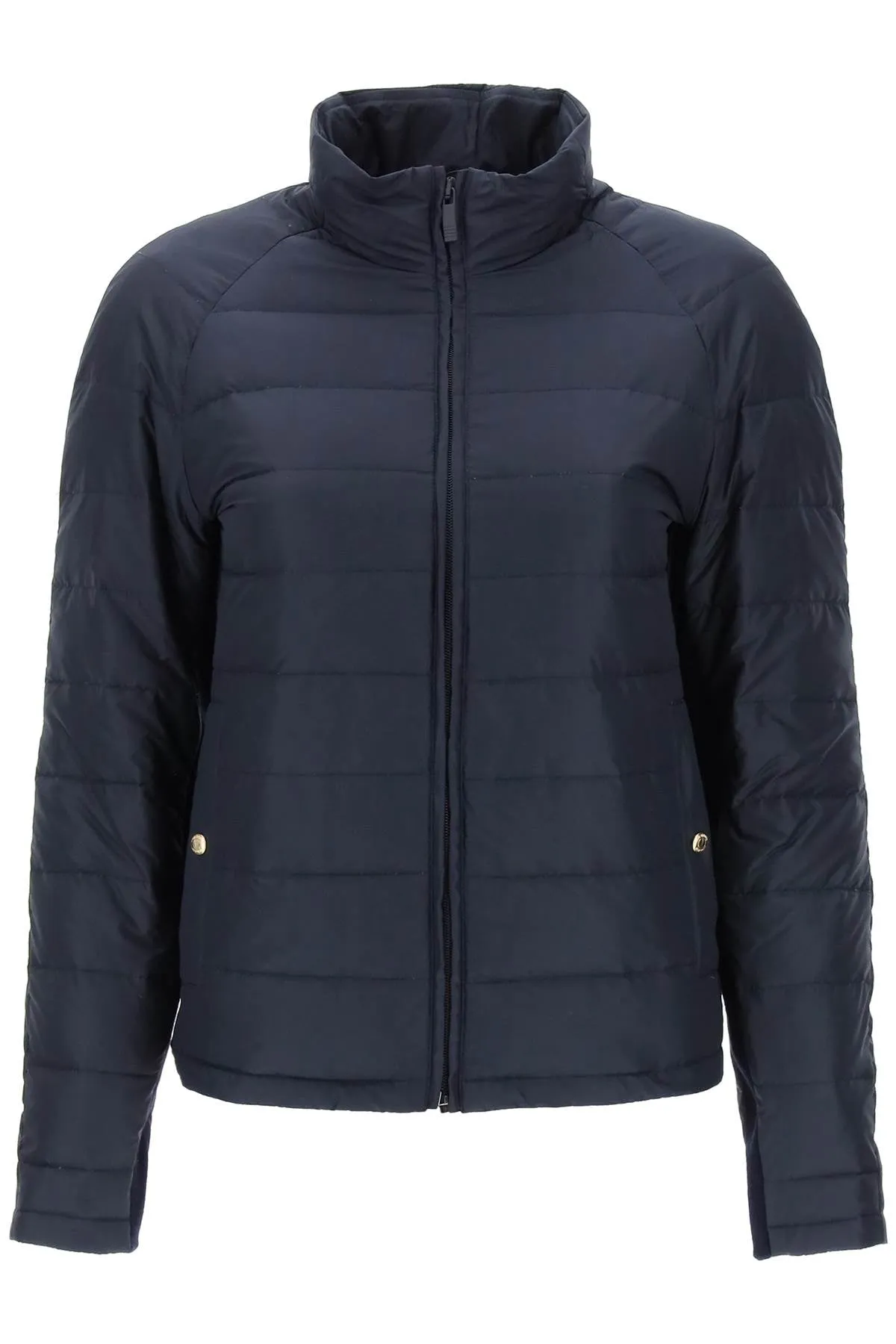 THOM BROWNE Quilted Puffer Jacket with 4-Bar Insert in Blue for Women - FW23 Collection