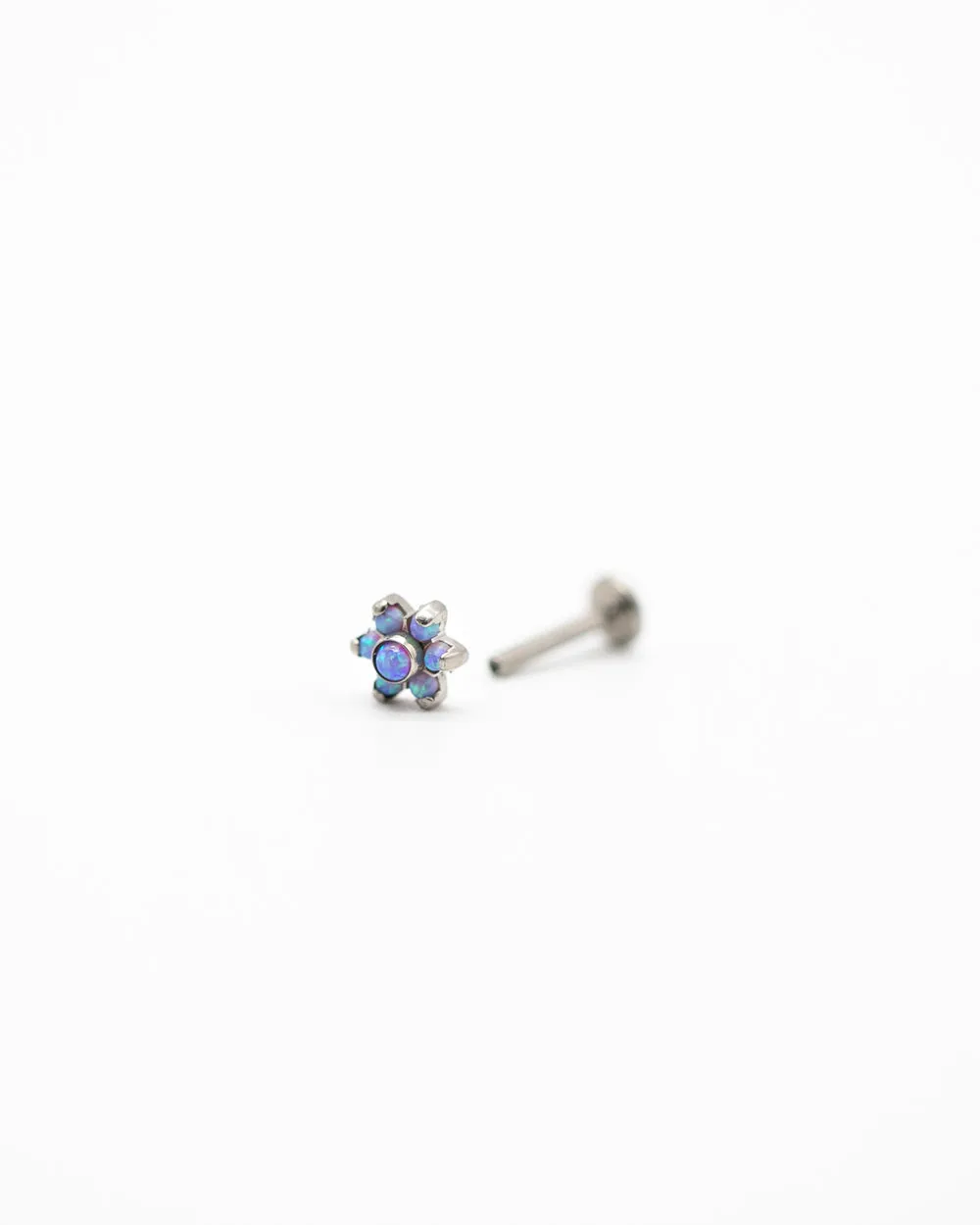 Titanium Internal Thread Opal Flower Labret Bar