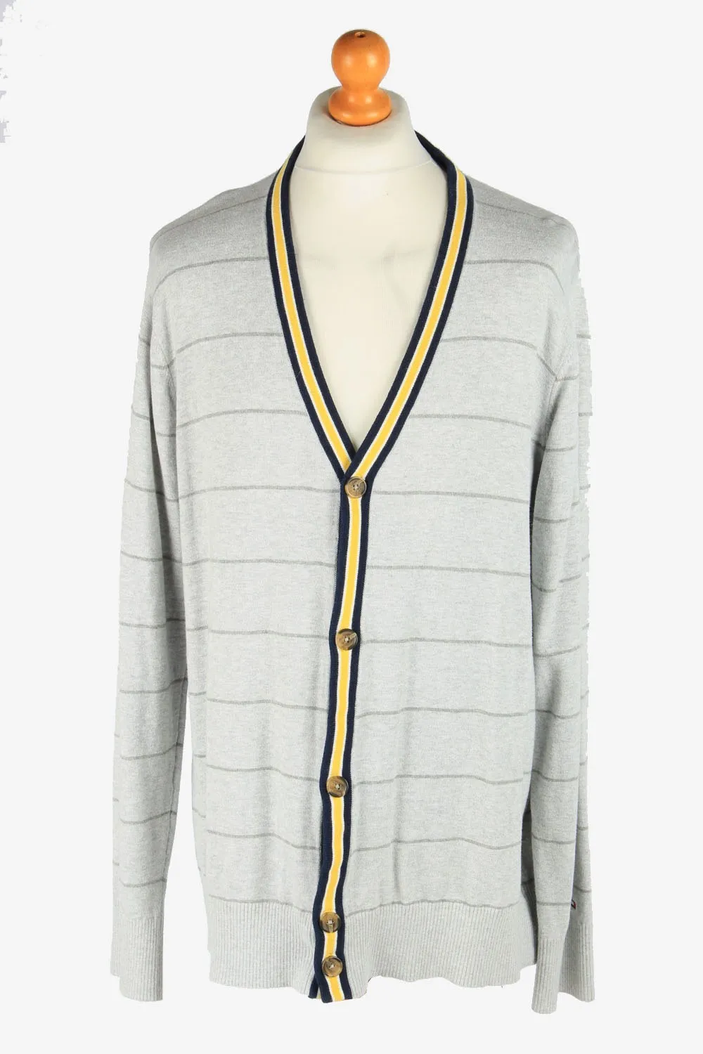 Tommy Hilfiger Full Button Cardigan 90s Light Grey XXL - Pepper Tree London