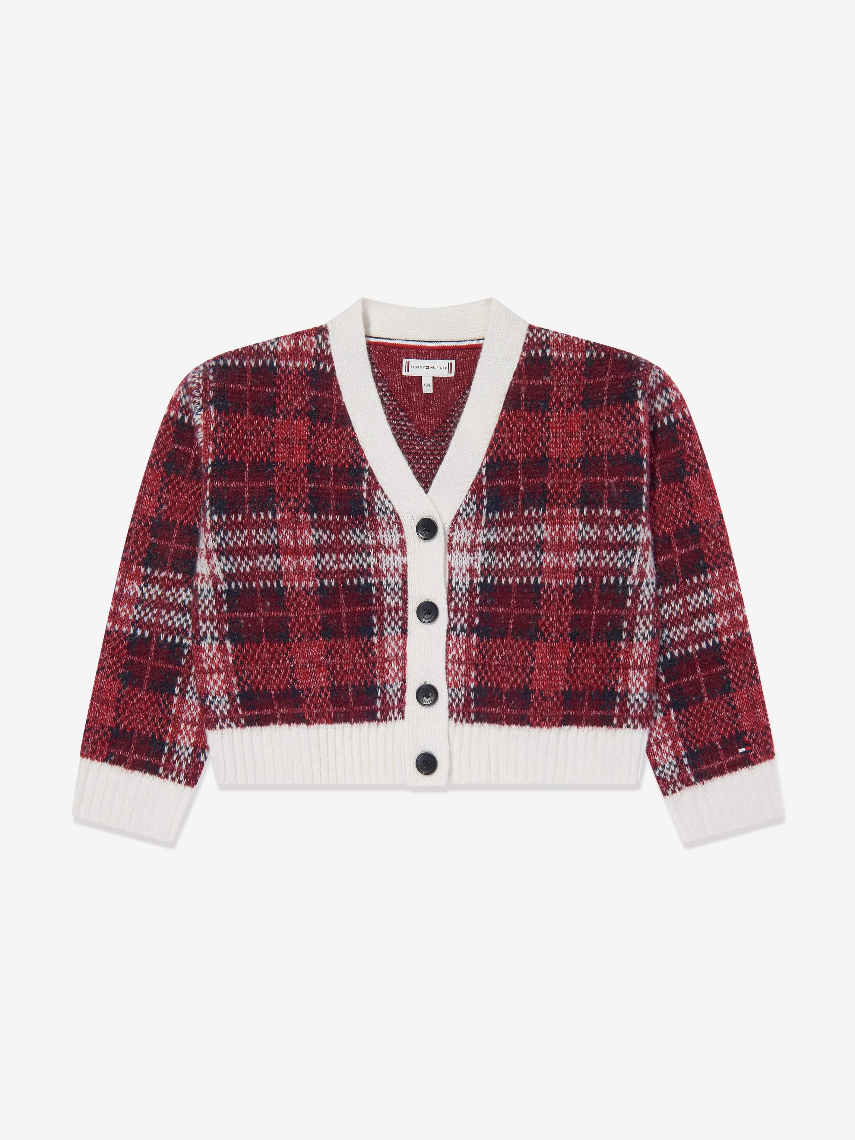 Tommy Hilfiger Girls Tartan Cardigan in Red