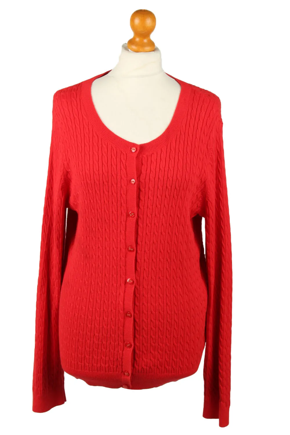 Tommy Hilfiger Womens Button Up Cardigan 90s Red XL - Pepper Tree London