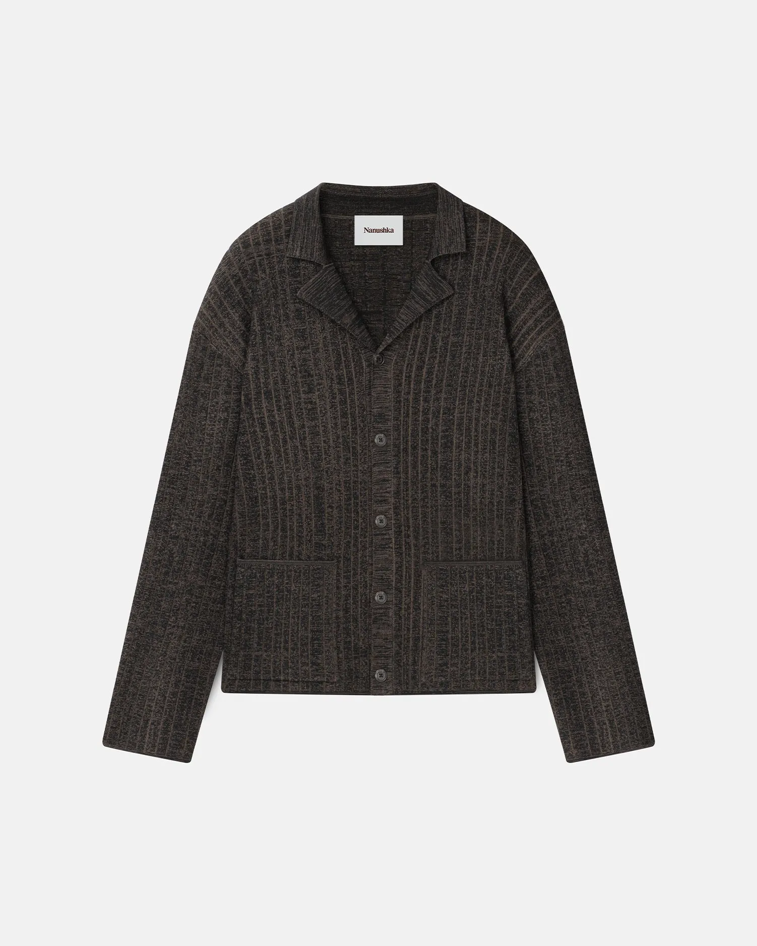 Torben - Ribbed Merino Blend Shirt - Fossil/Black